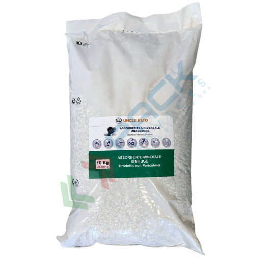 [US-GR10] Assorbente minerale universale in granulo (granulometria 3/6 mm), sacco da 10 Kg, capacità di assorbimento 20 Lt