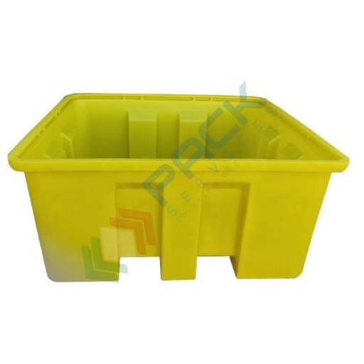 [VCL-G740] Vasca di contenimento liquidi in polietilene (PE) senza griglia, ideale per 1 cisterna IBC, volume di raccolta 1350 Lt, Mis. 1600 L x 1550 P x 740 H mm, colore giallo