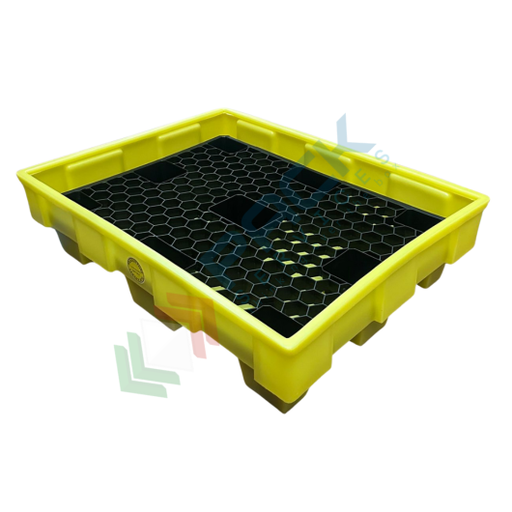 [VCLF150] Vasca di contenimento liquidi in plastica (PE) con griglia, ideale per 2 fusti, volume di raccolta 150 Lt, Mis. 1250 L x 850 P x 230 H mm
