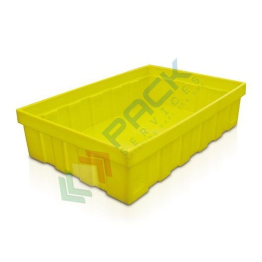 [VCLF280] Vasca di contenimento liquidi in plastica (PE) senza griglia, ideale per 1 fusto 200 Lt , volume di raccolta 280 Lt, Mis. 1230 L x 830 P x 380 H mm, colore giallo