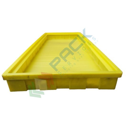[VCLS-130] Vasca di contenimento liquidi in plastica (PE), per sotto scaffalatura, volume di raccolta 400 Lt, Mis. 2700 L x 1205 P x 130 H mm, colore giallo