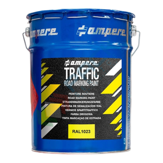 Vernice spartitraffico ad asciugatura rapida ideale per segnaletica stradale, fusto da 5 Kg, colore giallo RAL 1023