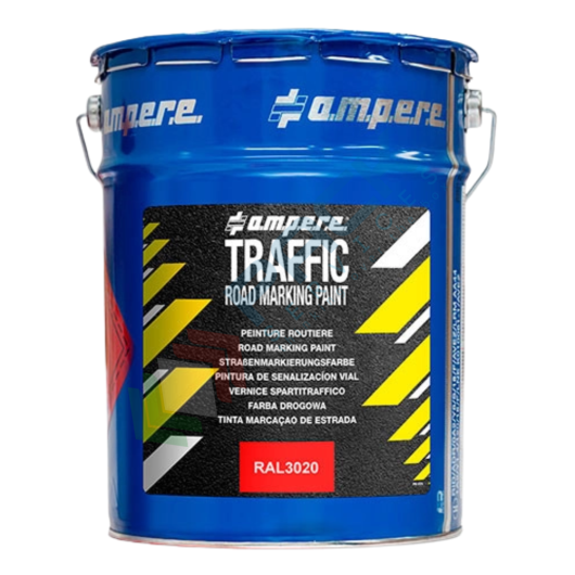 [VRN05-3020] Vernice spartitraffico ad asciugatura rapida ideale per segnaletica stradale, fusto da 5 Kg, colore rosso RAL 3020