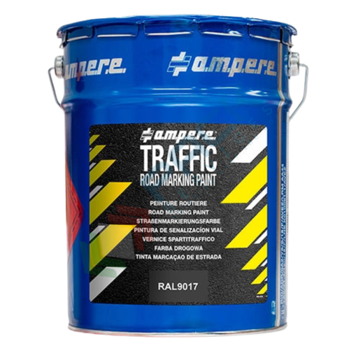 [VRN05-9017] Vernice spartitraffico ad asciugatura rapida ideale per segnaletica stradale, fusto da 5 Kg, colore nero RAL 9017