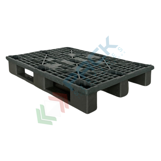 [1877.000-3T] Pallet in plastica riciclata (PP), Mis. 800 L x 1200 P x 162 H mm, con 3 traverse, piano forato, portata statica 5000 Kg, portata dinamica 1500 Kg, portata su scaffale 500 Kg