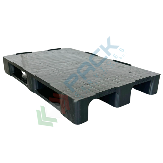 [PLT1012K-3] Pallet in plastica riciclata (PP), Mis. 1000 L x 1200 P x 150 H mm, con 3 traverse, piano chiuso, portata statica 2000 Kg, portata dinamica 750 Kg, portata su scaffale 300 Kg