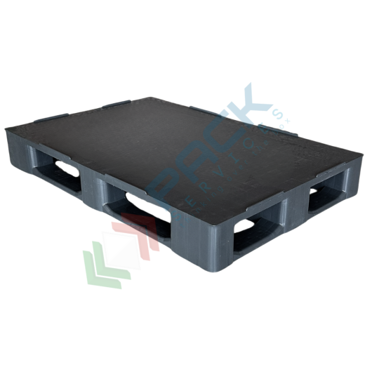 [PLT1012K-5] Pallet in plastica riciclata (PP), Mis. 1000 L x 1200 P x 150 H mm, con 5 traverse, piano chiuso, portata statica 2500 Kg, portata dinamica 1000 Kg, portata su scaffale 400 Kg