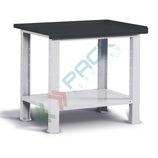 Banco da lavoro piano in acciaio con gambe fisse, Mis. 1031 L x 704 P x 887 H mm, colore antracite/grigio chiaro