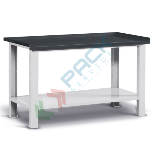 Banco da lavoro piano in acciaio con gambe fisse, Mis. 1057 L x 704 P x 887 H mm, colore antracite/grigio chiaro
