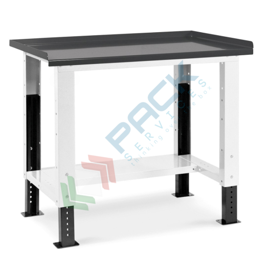 Banco da lavoro piano in acciaio con gambe regolabili, Mis. 1031 L x 704 P x 737/1112 H mm, colore antracite/grigio chiaro
