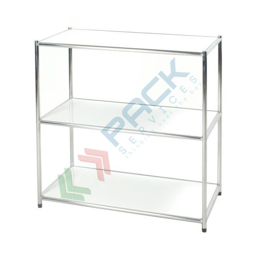 [LIBR/01-3B] Libreria da interno, 3 ripiani in acciaio verniciato colore bianco, Mis. 40 L x 80 P x 80 H cm