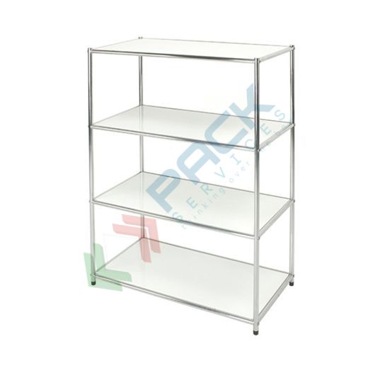 [LIBR/01-4B] Libreria da interno, 4 ripiani in acciaio verniciato colore bianco, Mis. 40 L x 80 P x 120 H cm