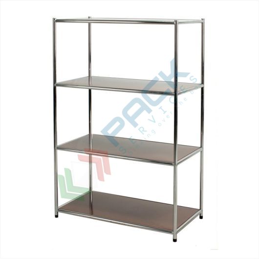 [LIBR/02-4M] Libreria da interno, 4 ripiani in acciaio verniciato colore marrone, Mis. 40 L x 80 P x 120 H cm
