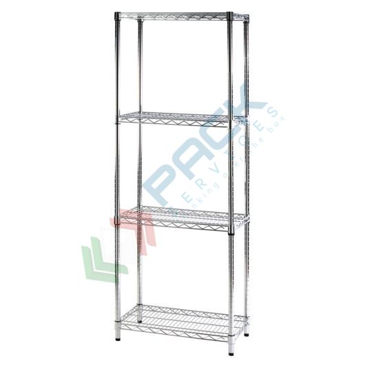 [SCF/AC-35604] Scaffale in acciaio cromato, Mis. 60 L x 35 P x 168 H cm, 4 ripiani robusti e regolabili
