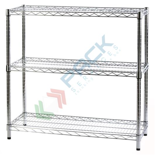 [SCF/AC-35903] Scaffale in acciaio cromato, Mis. 90 L x 35 P x 90 H cm, 3 ripiani robusti e regolabili