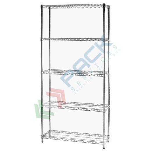 [SCF/AC-35905] Scaffale in acciaio cromato, Mis. 90 L x 35 P x 200 H cm, 5 ripiani robusti e regolabili