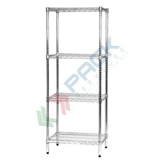 Scaffale in acciaio cromato, Mis. 60 L x 45 P x 160 H cm, 4 ripiani robusti e regolabili