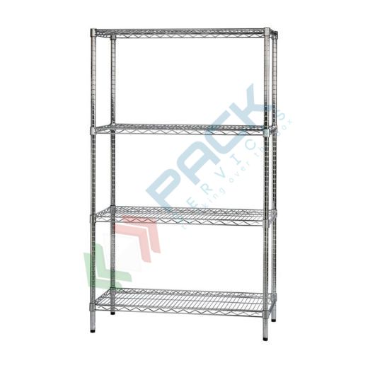 [SCF/AC-45904] Scaffale in acciaio cromato, Mis. 90 L x 45 P x 160 H cm, 4 ripiani robusti e regolabili