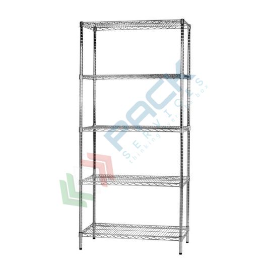 [SCF/AC-45905] Scaffale in acciaio cromato, Mis. 90 L x 45 P x 200 H cm, 5 ripiani robusti e regolabili