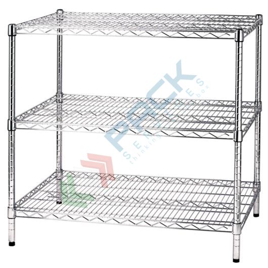 [SCF/AC-60903] Scaffale in acciaio cromato, Mis. 90 L x 60 P x 90 H cm, 3 ripiani robusti e regolabili
