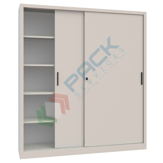Armadio in metallo per archivio con ante scorrevoli, 2 vani, Mis. 1800 L x 450 P x 2000 H mm