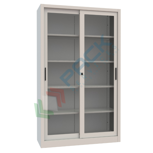 [UB-AV90335] Armadio in metallo per archivio con ante scorrevoli vetrate, 1 vano, Mis. 1200 L x 450 P x 2000 H mm