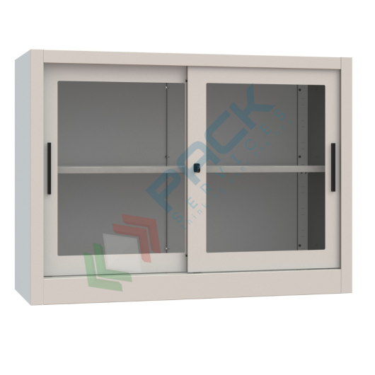 [UB-AV90370] Armadio in metallo per archivio con ante scorrevoli in vetro, 1 vano, Mis. 1200 L x 450 P x 880 H mm