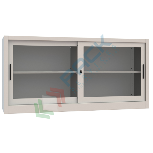 [UB-AV90380] Armadio in metallo per archivio con ante scorrevoli in vetro, 2 vani, Mis. 1800 L x 450 P x 880 H mm