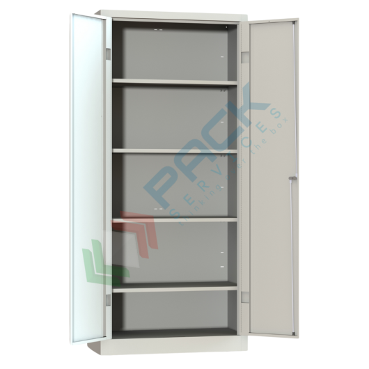 Armadio in metallo multiuso con 2 ante battenti, 1 vano, Mis. 800 L x 400 P x 1800 H mm, serratura a cilindro con chiave