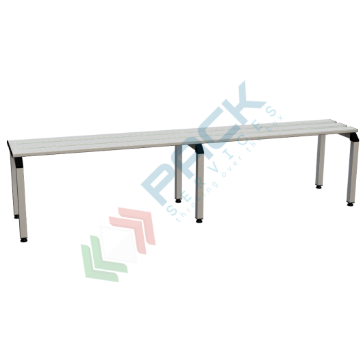 Panchina per spogliatoio con doghe in alluminio, 6 posti a sedere, dim. 2000 L x 410 P x 460 H mm