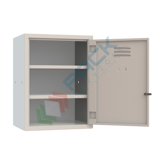 Armadio spogliatoio in metallo specialistico, 1 vano e 2 ripiani, Mis. 600 L x 500 P x 800 H mm, maniglia in metallo lucchettabile