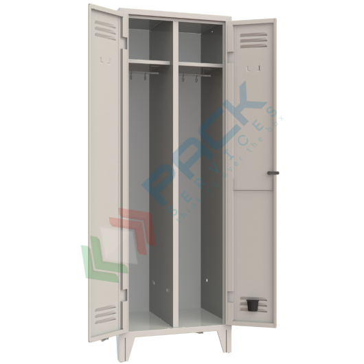Armadio spogliatoio sporco pulito in metallo, 2 vani e 1 tramezzo, Mis. 615 L x 500 P x 1800 H mm, serratura con chiave