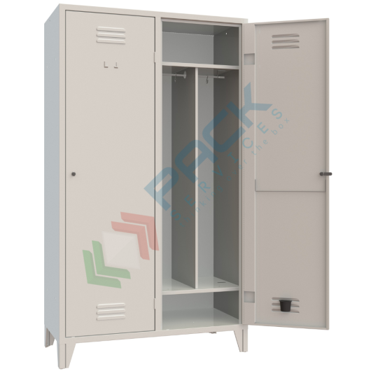[UB-SP90048] Armadio spogliatoio sporco pulito in metallo, 2 vani e 2 tramezzi, Mis. 1020 L x 500 P x 1800 H mm, serratura con chiave