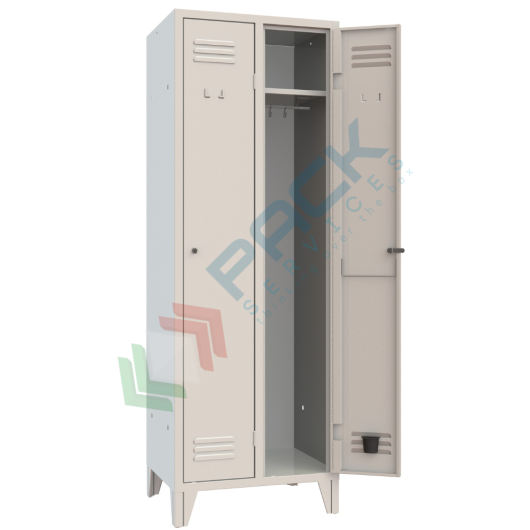 Armadio spogliatoio in metallo, 2 vani, Mis. 615 L x 500 P x 1800 H mm, serratura a cilindro con chiave