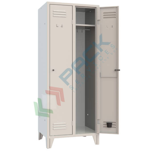 Armadio spogliatoio in metallo, 2 vani, Mis. 690 L x 500 P x 1800 H mm, maniglia in metallo lucchettabile