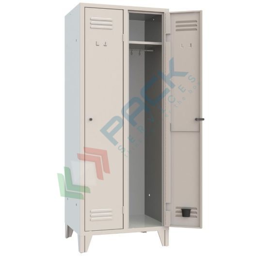 Armadio spogliatoio in metallo, 2 vani, Mis. 690 L x 500 P x 1800 H mm, serratura a cilindro con chiave