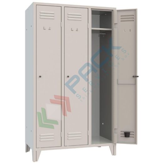 [UB-TR89996] Armadio spogliatoio in metallo, 3 vani, Mis. 1020 L x 500 P x 1800 H mm, serratura a cilindro con chiave