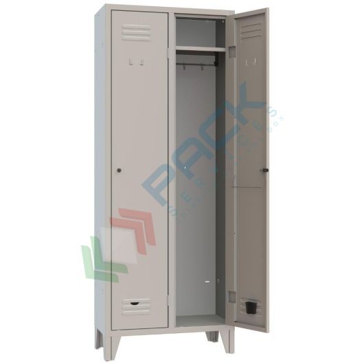Armadio spogliatoio in metallo, 2 vani, Mis. 690 L x 330 P x 1800 H mm, maniglia in metallo lucchettabile