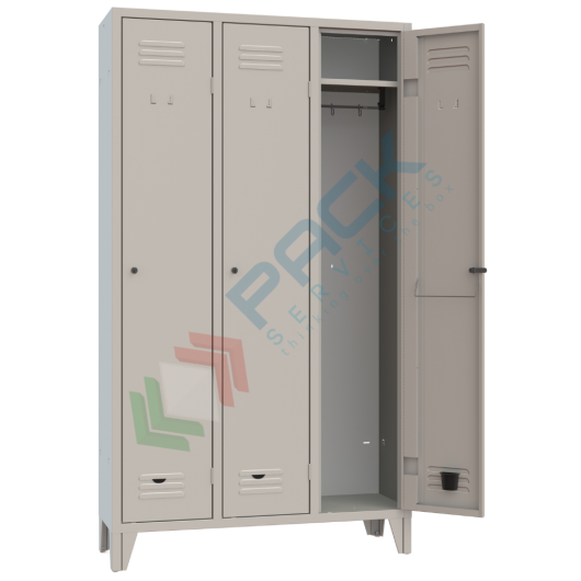 [UB-TR90007] Armadio spogliatoio in metallo, 3 vani, Mis. 1020 L x 330 P x 1800 H mm, maniglia in metallo lucchettabile