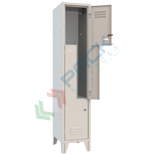 [UB-ZS90032] Armadio spogliatoio in metallo sovrapposto a "Z", 2 vani, Mis. 360 L x 500 P x 1800 H mm, maniglia lucchettabile