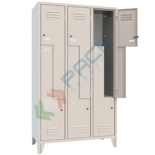 Armadio spogliatoio in metallo sovrapposto a "Z", 6 vani, Mis. 1020 L x 500 P x 1800 H mm, maniglia lucchettabile