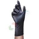Guanti monouso in nitrile senza polvere, con superficie micro ruvida, lunghezza 30 cm, peso 12 gr, AQL 1,0, spessore al palmo 0,18 mm, certificati 374-5 + 374-1, colore nero, tg. XL, conf. 50 pz