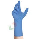 Guanti monouso in nitrile senza polvere, con superficie micro ruvida, lunghezza 40 cm, peso 15 gr, AQL 1,0, spessore al palmo 0,14 mm, certificati 374-5 + 374-1, colore azzurro, tg. XL, conf. 50 pz