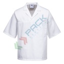 Camicia da lavoro, modello panettiere, 65% poliestere + 35% cotone, 1 tasca, 190 gr, colore bianco