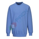 Felpa da lavoro antistatica, girocollo, senza cappuccio, 96% cotone + 4% fibra di carbonio, 300 gr, omologata EN 1149 + EN 61340, senza zip, colore celeste