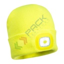 Berretto da lavoro in 100% maglia in acrilico, con LED frontale ricaricabile rimovibile, ideale per chi lavora in condizioni di scarsa illuminazione, calibro 9, colore giallo