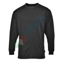 T-Shirt da lavoro termica, 100% poliestere, 140 gr, maniche lunghe, modello Baselayer, girocollo con cuciture piatte e maniche con risvolto, colore nero