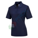 Polo da lavoro da donna, 65% poliestere + 35% cotone, 210 gr, modello Napoli, in maglia piquet in policotone con un tocco morbido e confortevole, colore blu navy