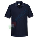 Polo da lavoro bicolore, 65% poliestere + 35% cotone, 210 gr, robusta, in tessuto di policotone a maglia piquet, cuciture in contrasto, modello Essential, colore blu navy/blu royal