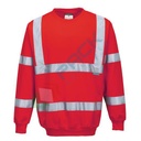 Felpa alta visibilità girocollo, senza cappuccio, 65% poliestere + 35% cotone, 300 gr, senza zip, omologata EN ISO 20471, colore rosso